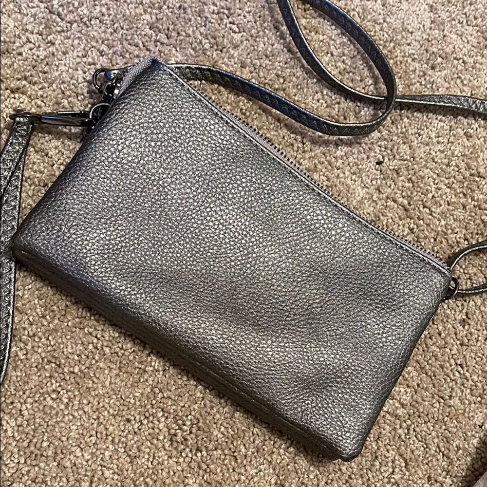 Elegant Gray Leather Crossbody Bag